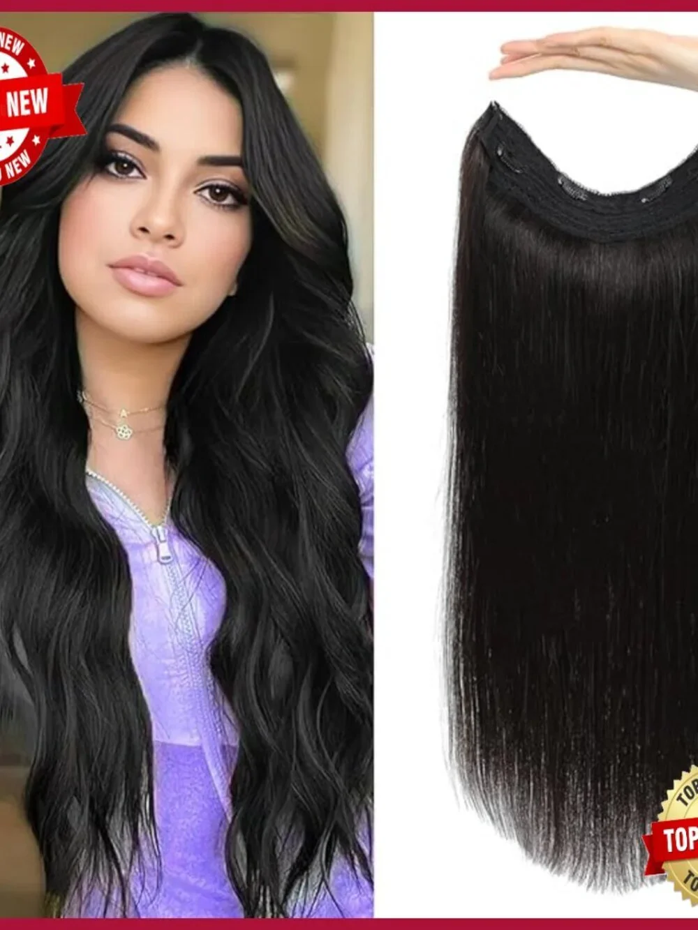 20 Inch Straight Human Hair Extensions with Invisible Wire and Clips